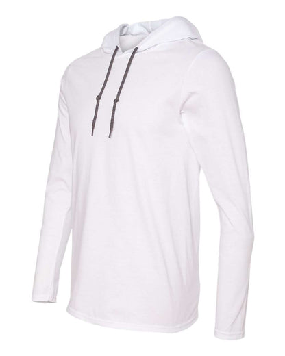 Gildan Unisex Softstyle® Lightweight Hooded Long Sleeve T-Shirt 987 #color_White/ Dark Grey