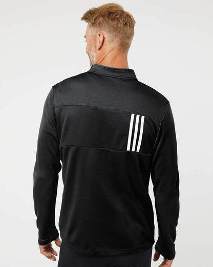 Adidas Men's 3-Stripe Double Knit Quarter-Zip Pullover A482 #colormdl_Black/ Grey Two