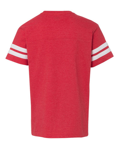 LAT Youth Football Fine Jersey Tee 6137 #color_Vintage Red/ White