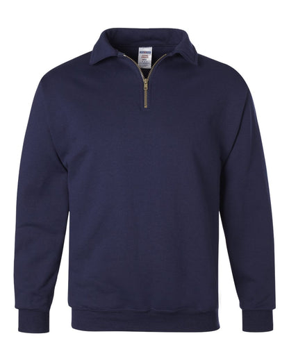 JERZEES Unisex Super Sweats NuBlend® Quarter-Zip Cadet Collar Sweatshirt 4528MR #color_J. Navy