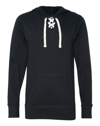 J. America Unisex Jersey Sport Lace Hooded Pullover 8231 #color_Navy