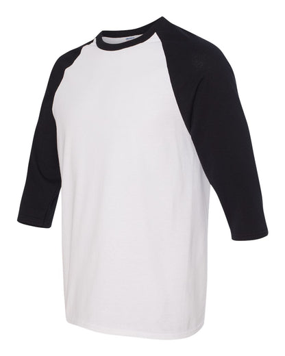 Gildan Unisex Heavy Cotton™ Raglan Three-Quarter Sleeve T-Shirt 5700 #color_White/ Black