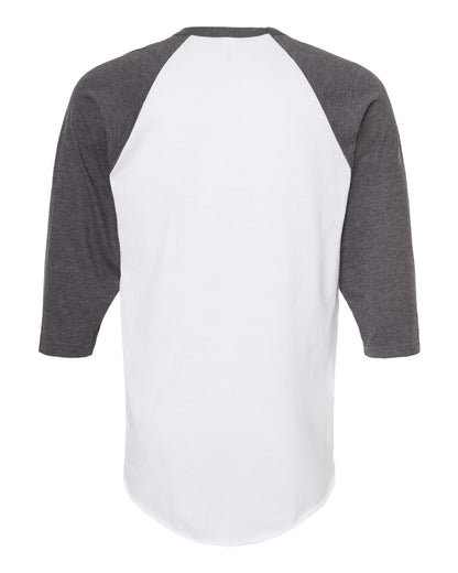 Tultex Fine Jersey Raglan T-Shirt 245 #color_White/ Heather Charcoal