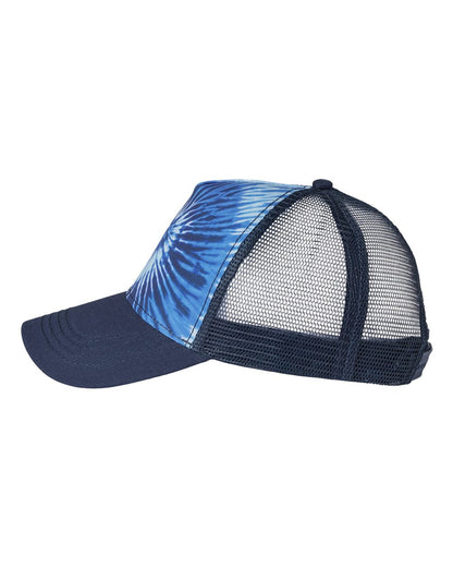 Colortone Tie-Dyed Five-Panel Trucker Cap 9200 #color_Blue Ocean