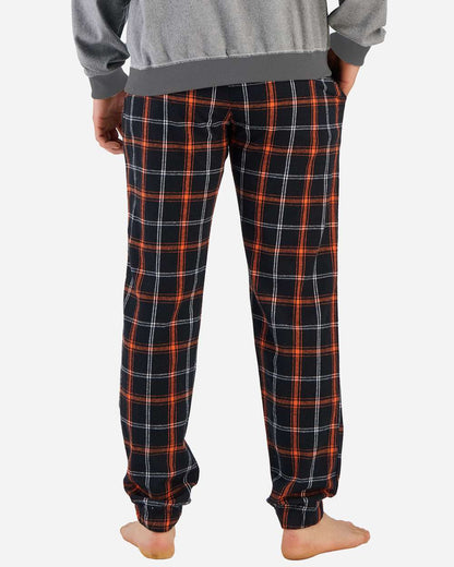 Boxercraft Unisex Flannel Joggers BM6625 #color_Black/ Orange/ White Plaid