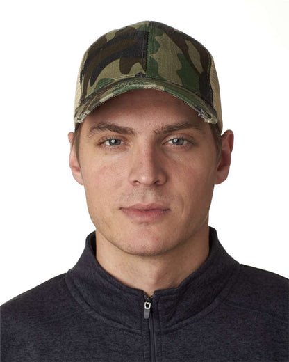 Adams Headwear Ollie Distressed Cap OL102 #colormdl_Jungle Camo/ Tan