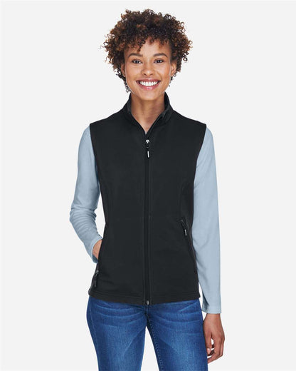CORE365 Women's Cruise Two-Layer Fleece Bonded Soft Shell Vest CE701W #colormdl_Black