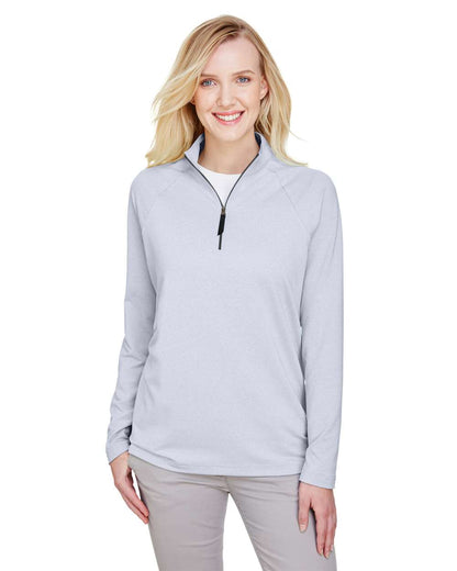 Devon & Jones Women's CrownLux Performance® Clubhouse Micro-Stripe Quarter-Zip Pullover DG480W #colormdl_Navy
