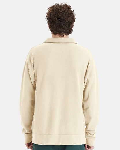 ComfortWash by Hanes Unisex Garment-Dyed Polo Collar Sweatshirt GDH490 #colormdl_Parchment