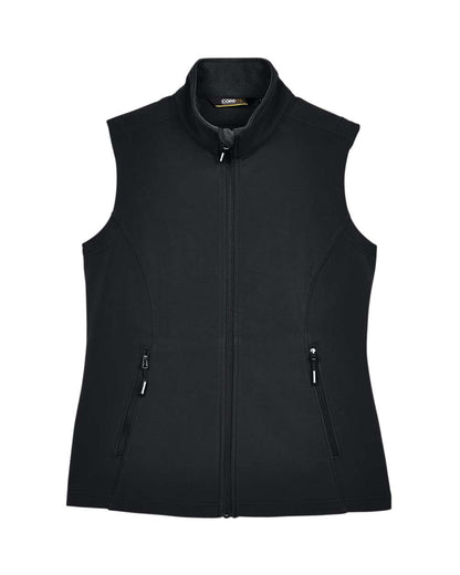 CORE365 Women's Cruise Two-Layer Fleece Bonded Soft Shell Vest CE701W #color_Black