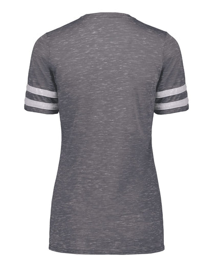 Holloway Women's Eco Revive™ Monterey V-Neck T-Shirt 223245 #color_Carbon Heather/ Athletic Heather
