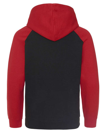 AWDis Unisex Baseball Hooded Sweatshirt JHA009 #color_Jet Black/ Fire Red