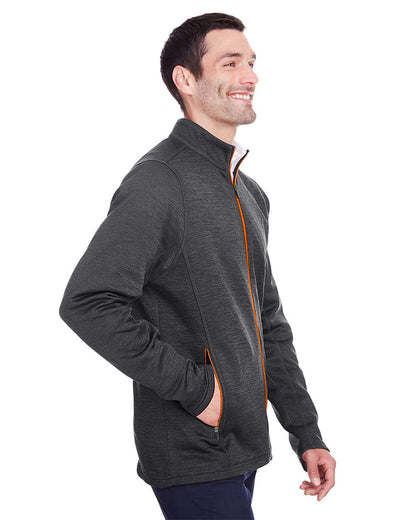 North End Men's Flux 2.0 Full-Zip Jacket NE712 #colormdl_Black Heather/ Orange Soda