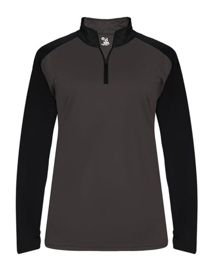 Badger Ultimate SoftLock™ Women's Sport Quarter-Zip Pullover 4008 #color_Graphite/ Black