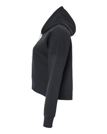 J. America Women's Crop Hooded Sweatshirt 8853 #color_Black Solid