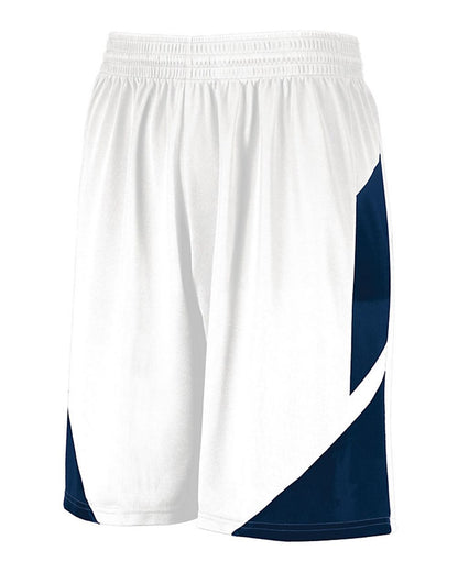 Augusta Sportswear Step-Back Basketball Shorts 1733 #color_White/ Navy