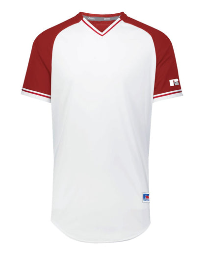 Russell Athletic Youth Classic V-Neck Jersey R01X3B #color_White/ True Red/ White