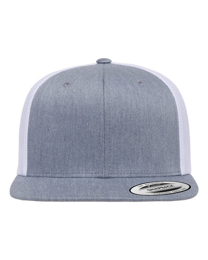YP Classics Retro High Profile Trucker Cap 6609 #color_Heather Grey/ White