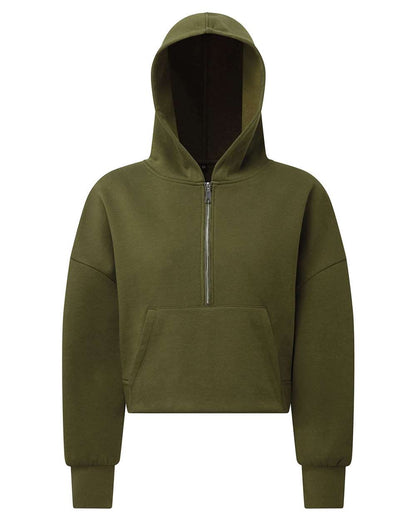 TriDri Women's Alice Half-Zip Hooded Sweatshirt TD077 #color_Olive