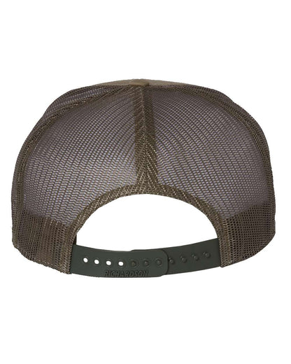 Richardson Seven-Panel Trucker Cap 168 #color_Pale Khaki/ Loden Green