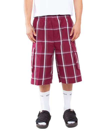 Shaka Wear Men's Plaid Shorts SHSP #colormdl_Burgundy