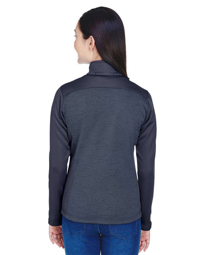 Devon & Jones Women's Newbury Colorblock Mélange Fleece Full-Zip Jacket DG796W #colormdl_Navy/ Navy Heather