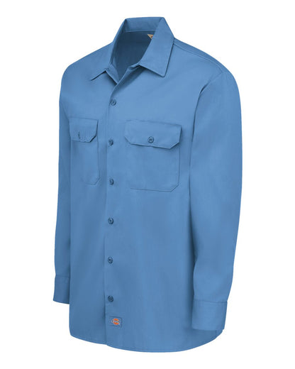 Dickies Men's Tall Long Sleeve Work Shirt 5574T #color_Gulf Blue