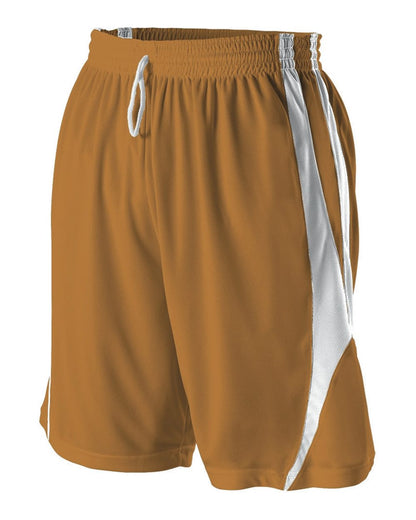 Alleson Athletic Reversible Basketball Shorts 54MMP #color_Texas Orange/ White