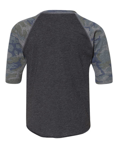 Rabbit Skins Toddler Baseball Fine Jersey Three-Quarter Sleeve Tee 3330 #color_Vintage Smoke/ Vintage Camo