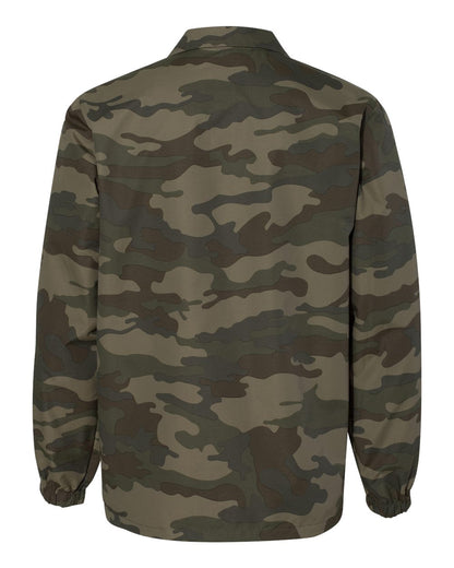 Independent Trading Co. Water-Resistant Windbreaker Coach’s Jacket EXP99CNB #color_Forest Camo