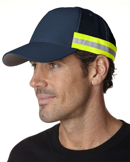 Adams Headwear Trucker Reflector High-Visibility Constructed Cap TR102 #colormdl_Navy