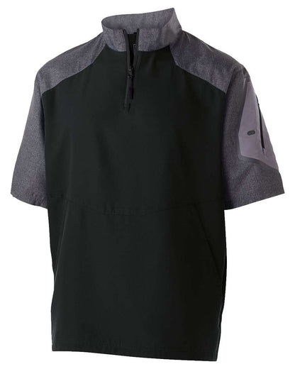 Holloway Unisex Raider Short Sleeve Quarter-Zip Pullover 229545 #color_Carbon Print/ Black