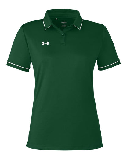 Under Armour Women's Tipped Teams Performance Polo 1376905 #color_Forest Green/ White