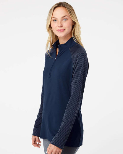 Adidas Women's Stripe Block Quarter-Zip Pullover A521 #colormdl_Team Navy Blue