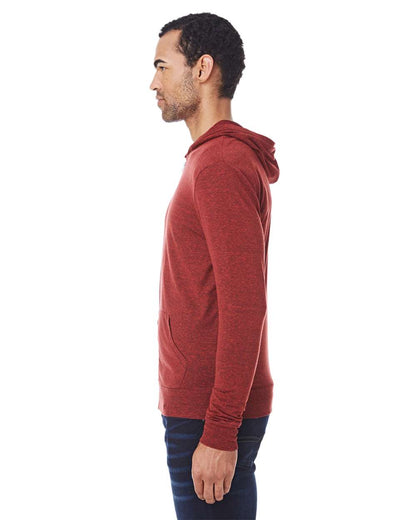 Threadfast Apparel Unisex Triblend Full-Zip Lightweight Hooded Sweatshirt 302Z #colormdl_Cardinal Black Triblend