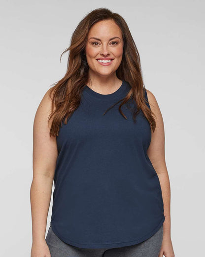 LAT Women's Curvy Relaxed Fine Jersey Tank 3892 #colormdl_Denim