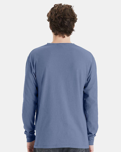 ComfortWash by Hanes Garment-Dyed Long Sleeve T-Shirt With a Pocket GDH250 #colormdl_Saltwater