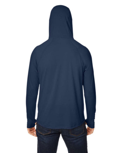 North End Unisex JAQ Stretch Performance Hooded Long Sleeve T-Shirt NE105 #colormdl_Classic Navy