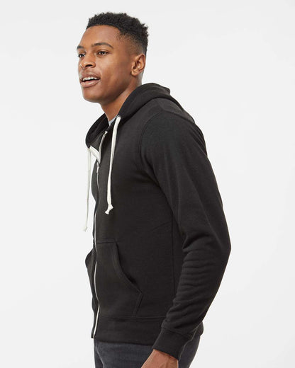 J. America Men's Triblend Full-Zip Hooded Sweatshirt 8872 #colormdl_Black Solid