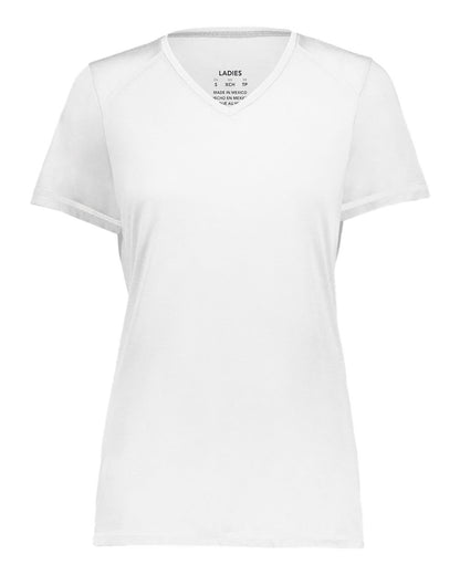 Augusta Sportswear Women's Super Soft-Spun Poly V-Neck T-Shirt 6844 #color_White