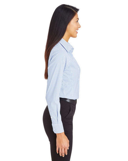 Devon & Jones Women's CrownLux Performance® Micro Windowpane Woven Dress Shirt DG540W #colormdl_French Blue/ White