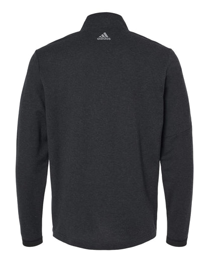 Adidas Men's 3-Stripe Quarter-Zip Sweater Pullover A554 #color_Black Melange