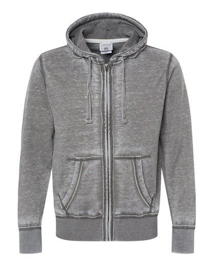 J. America Men's Vintage Zen Fleece Full-Zip Hooded Sweatshirt 8916 #color_Cement