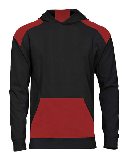 Badger Youth Breakout Performance Fleece Hooded Sweatshirt 2440 #color_Black/ Red