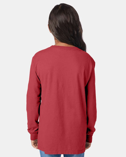 ComfortWash by Hanes Garment-Dyed Youth Long Sleeve T-Shirt GDH275 #colormdl_Crimson Fall