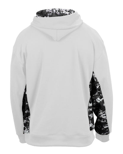 Badger Youth Digital Camo Colorblock Performance Fleece Hooded Sweatshirt 2464 #color_White/ Black