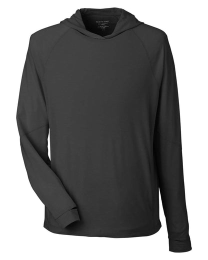 North End Unisex JAQ Stretch Performance Hooded Long Sleeve T-Shirt NE105 #color_Black