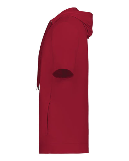 Holloway Youth Eco Revive™ Ventura Soft Knit Short Sleeve Hooded Sweatshirt 222605 #color_Scarlet