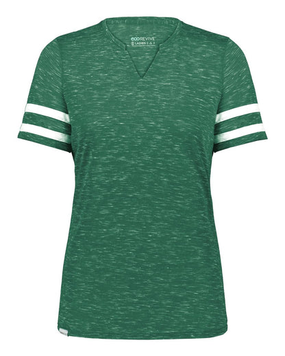 Holloway Women's Eco Revive™ Monterey V-Neck T-Shirt 223245 #color_Dark Green Heather/ White