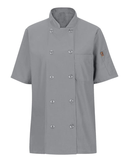 Chef Designs Women's Mimix™ Short Sleeve Chef Coat with OilBlok 045X #color_Grey